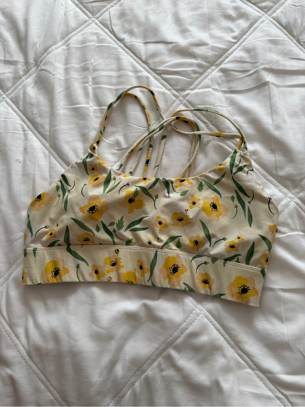 Silver Jeans Yellow Floral Strappy Bodysuit Top